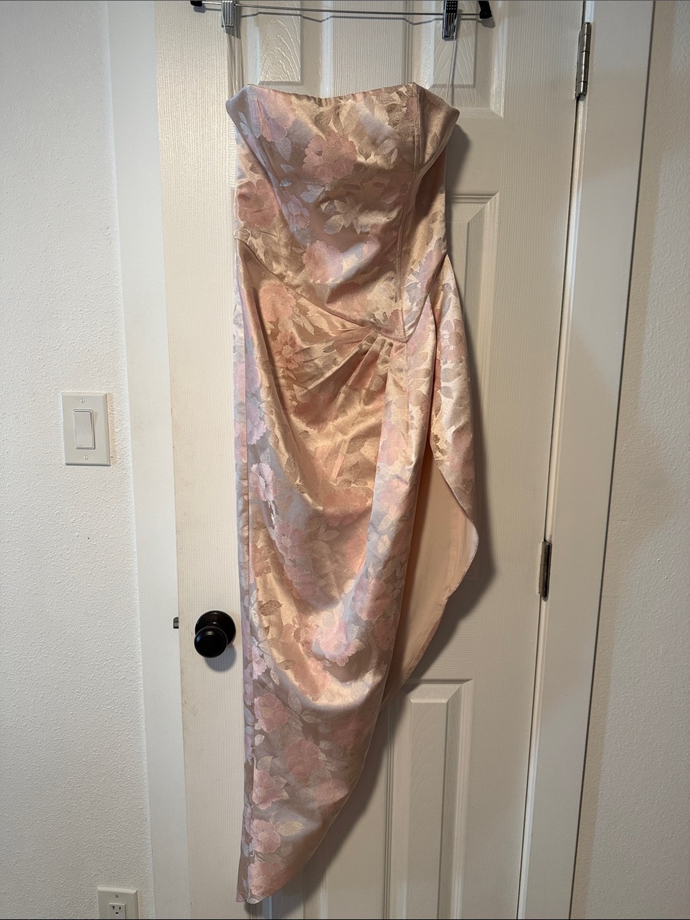 REVOLVE Strapless Blush Floral Jacquard Gown